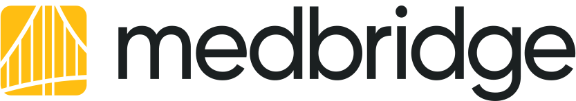 Medbridge logo with a yellow bridge icon on the left and "medbridge" in black lowercase letters on the right.